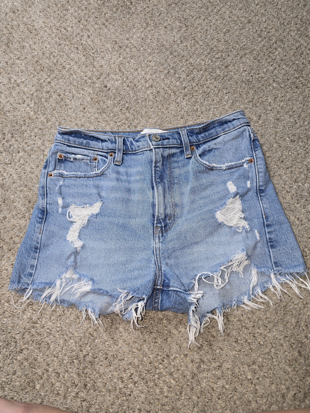 Abercrombie & Fitch Distressed Denim High Rise Mom Shorts - Size 8